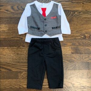 Calvin Klein Gray Vest and Black Pants Baby Outfit- 6-9mo